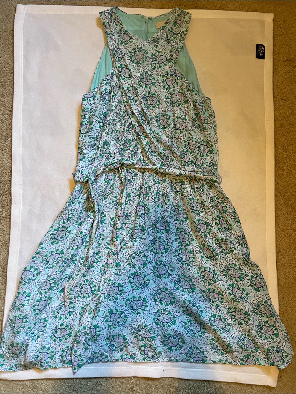 LOFT Dress 👗 Aqua and Green Floral Sleeveless Dress